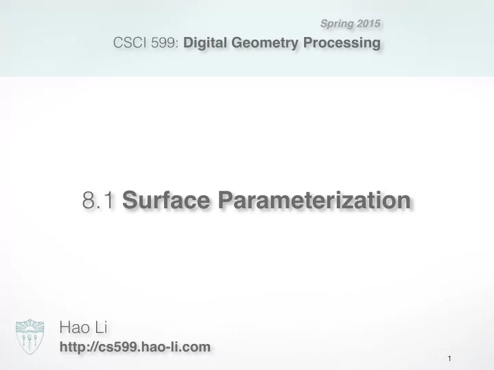 8 1 surface parameterization