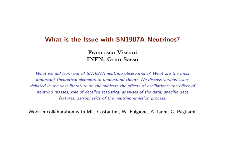 what is the issue with sn1987a neutrinos