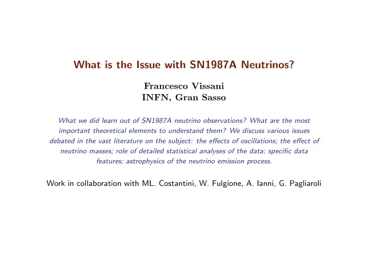 what is the issue with sn1987a neutrinos