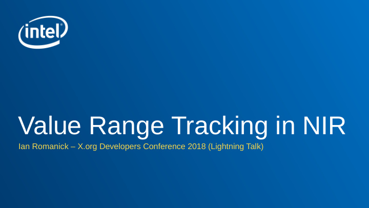 value range tracking in nir