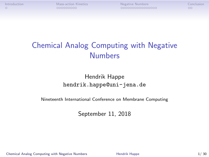 chemical analog computing with negative numbers