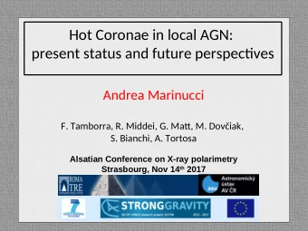 Hot Coronae in local AGN:  present status and future perspecties  Andrea Marinucci  F. Tamborra, R.