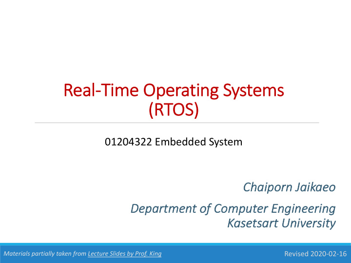 re real ti time operating systems r rtos