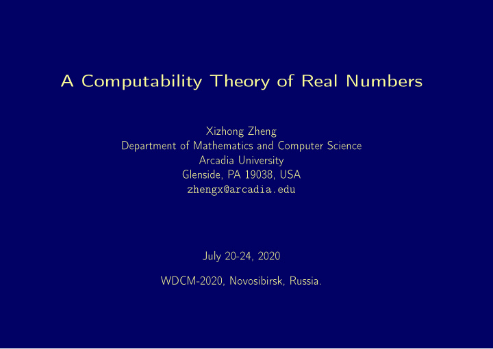 a computability theory of real numbers
