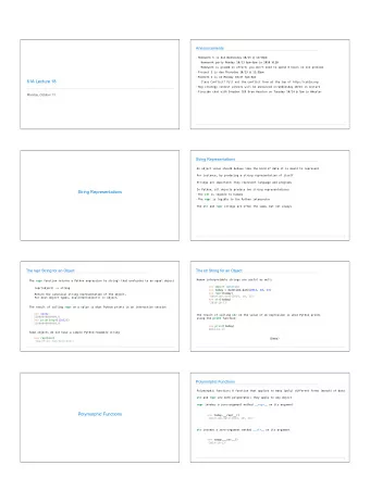 61A Lecture 18  Class Conflict? Fill out the conflict form at the top of http://cs61a.org