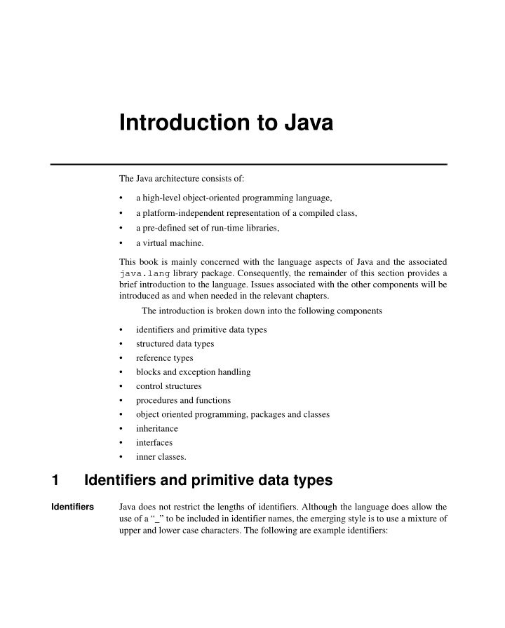 introduction to java