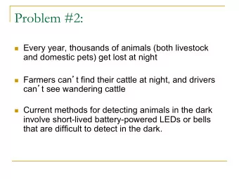 Problem #2: n Every year, thousands of animals (both livestock  and domestic pets) get lost at