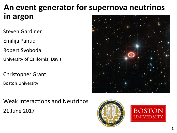 an event generator for supernova neutrinos in argon