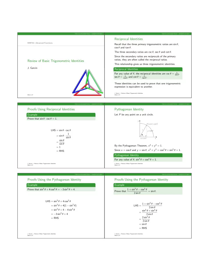 reciprocal identities