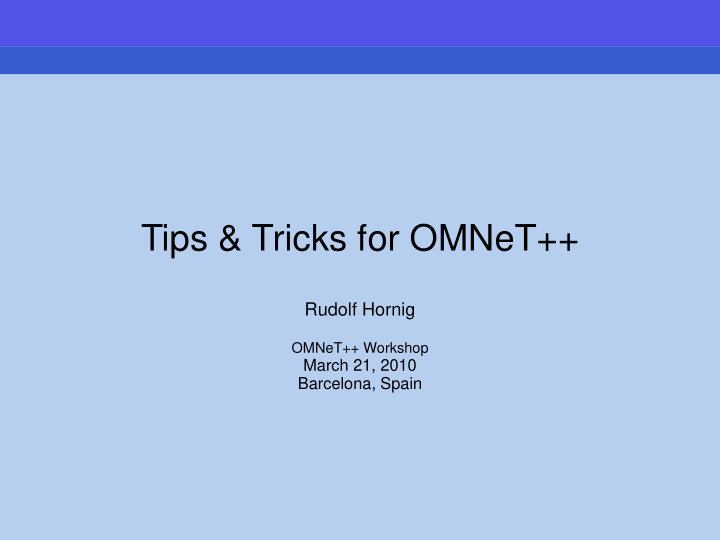 tips tricks for omnet