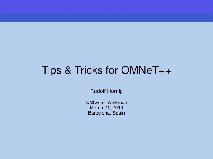 tips tricks for omnet