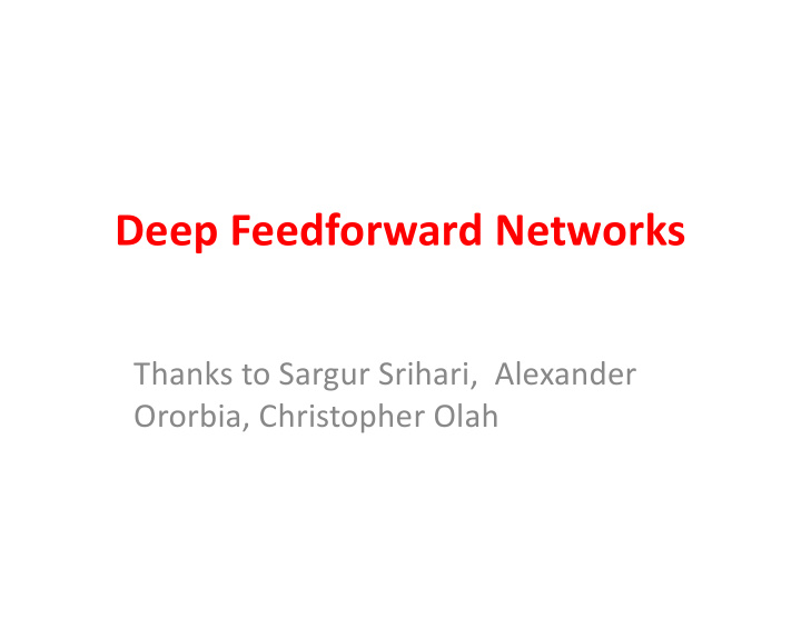 deep feedforward networks