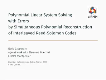 Polynomial Linear System Solving  with Errors  by Simultaneous Polynomial Reconstruction  of