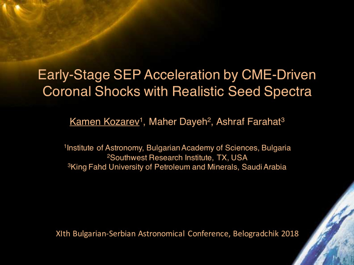 early stage sep acceleration by cme driven coronal shocks