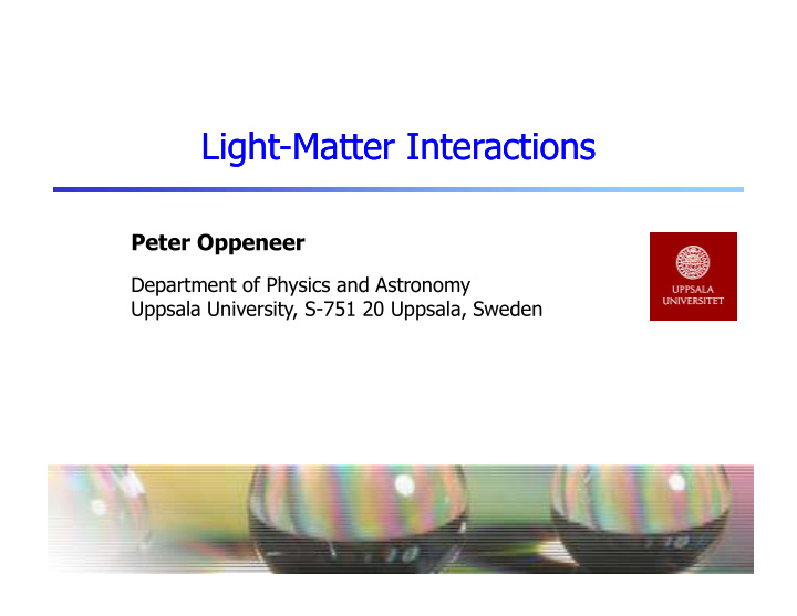 light matter interactions light matter interactions