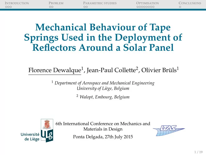 mechanical behaviour of tape springs used in the