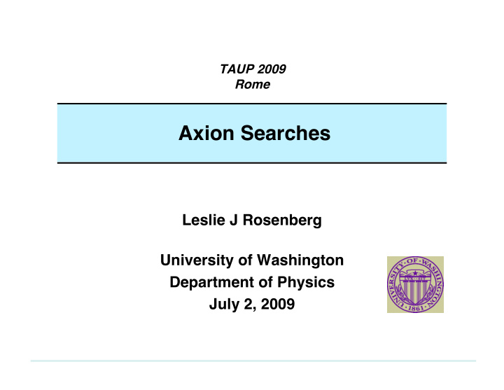 axion searches