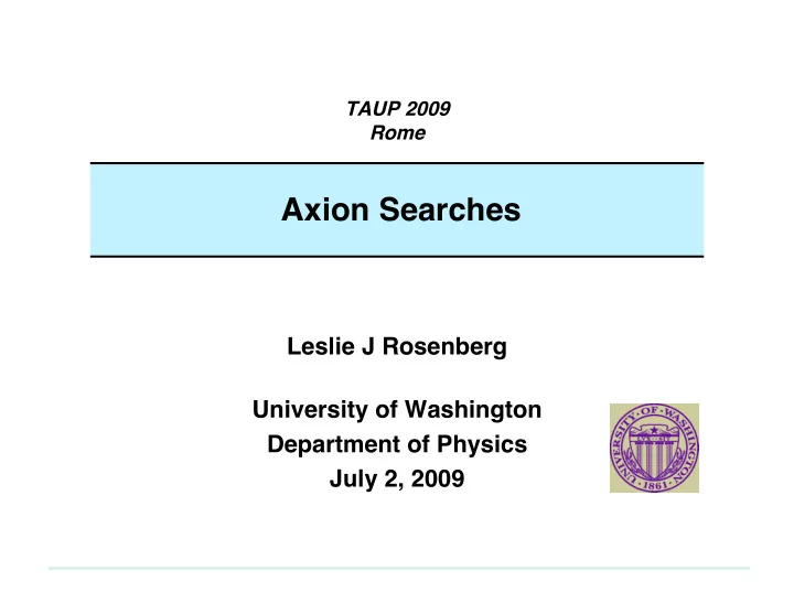 axion searches