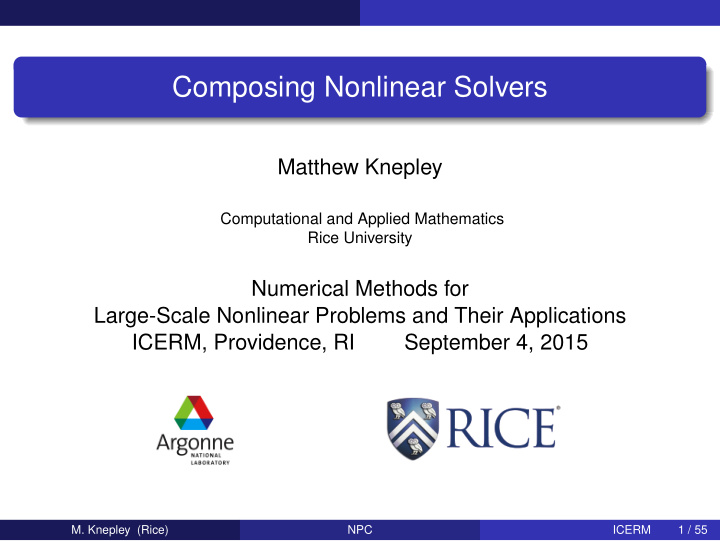 composing nonlinear solvers