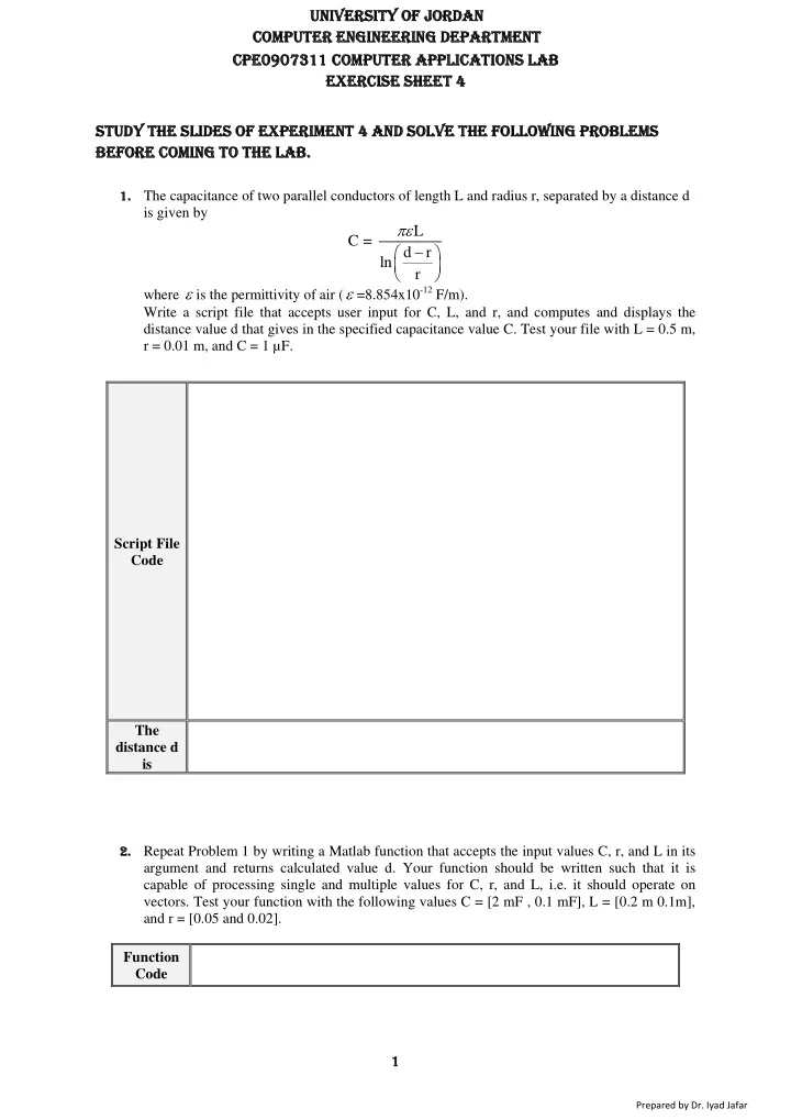 script file code the distance d is 2 2 repeat problem 1