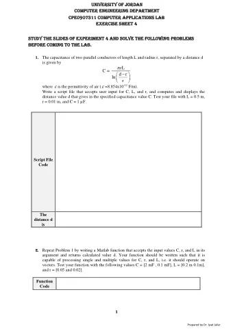 Script File  Code  The  distance d  is  2. 2. Repeat Problem 1 by writing a Matlab function that