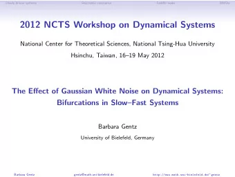 2012 NCTS Workshop on Dynamical Systems  National Center for Theoretical Sciences, National
