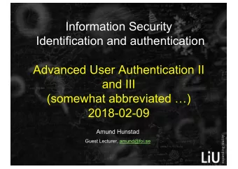 Information Security  Identification and authentication  Advanced User Authentication II  and III