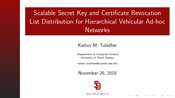 scalable secret key and certificate revocation list