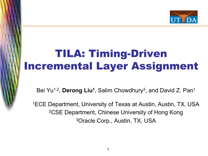 tila timing driven incremental layer assignment