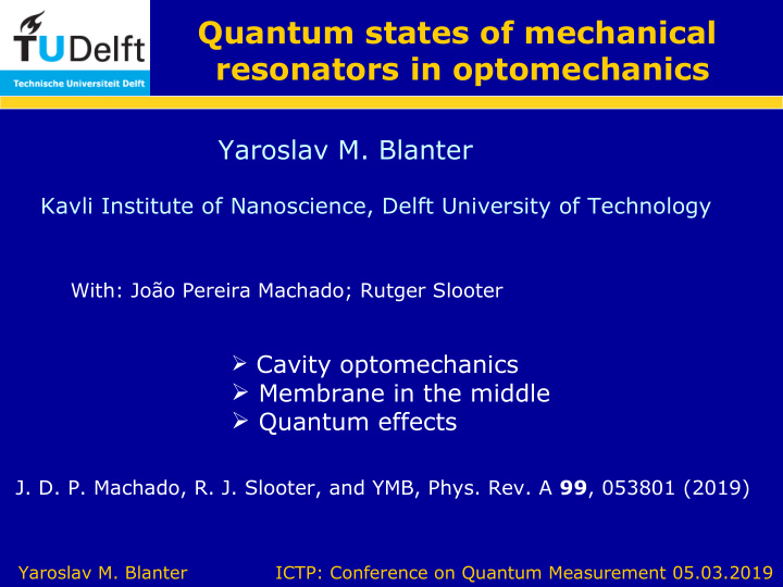 quantum states of mechanical resonators in optomechanics