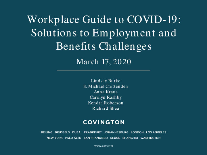 workplace guide to covid 19 solutions to employment and