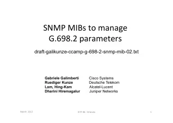 SNMP  MIBs  to  manage      G.698.2  parameters