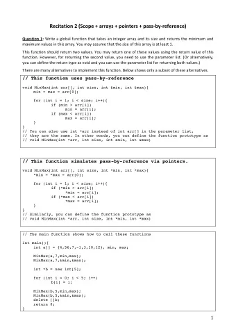 Recitation  2  (Scope  +  arrays  +  pointers  +