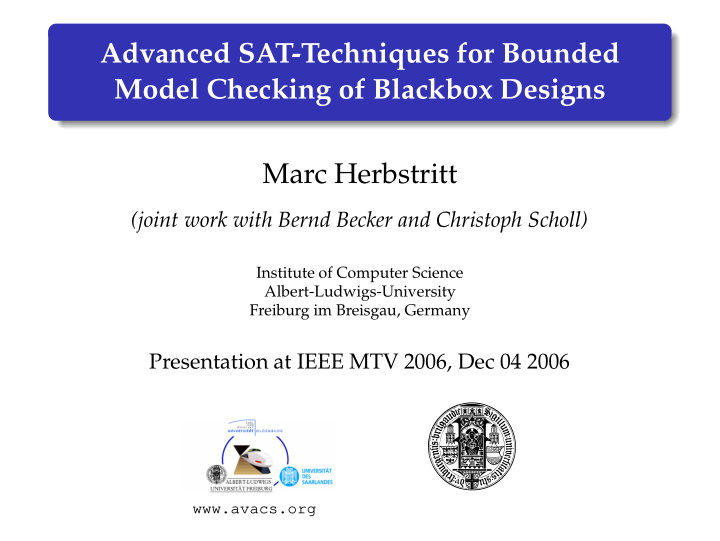 advanced sat techniques for bounded model checking of
