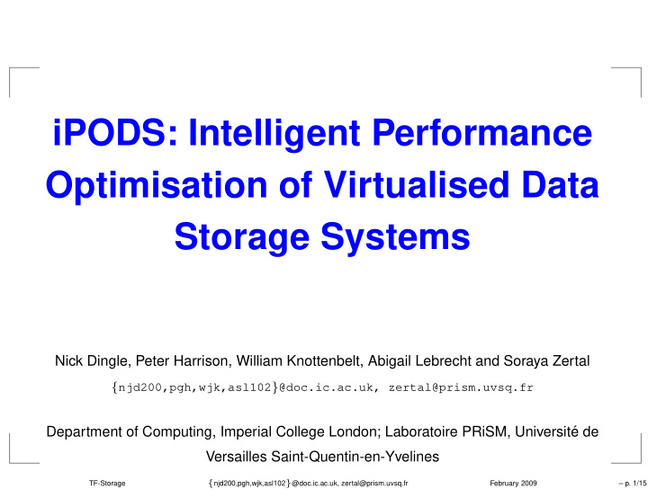 ipods intelligent performance optimisation of virtualised