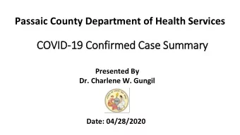 COVID-19 Confirmed Case Summary  Presented By  Dr. Charlene W. Gungil  Date: 04/28/2020  Moment of