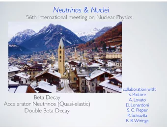 Neutrinos &amp; Nuclei  56th International meeting on Nuclear Physics  in collaboration with:  S.