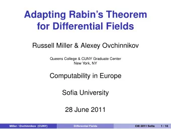 Adapting Rabins Theorem  for Differential Fields  Russell Miller &amp; Alexey Ovchinnikov