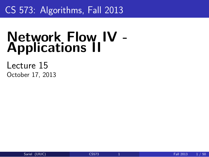 network flow iv applications ii