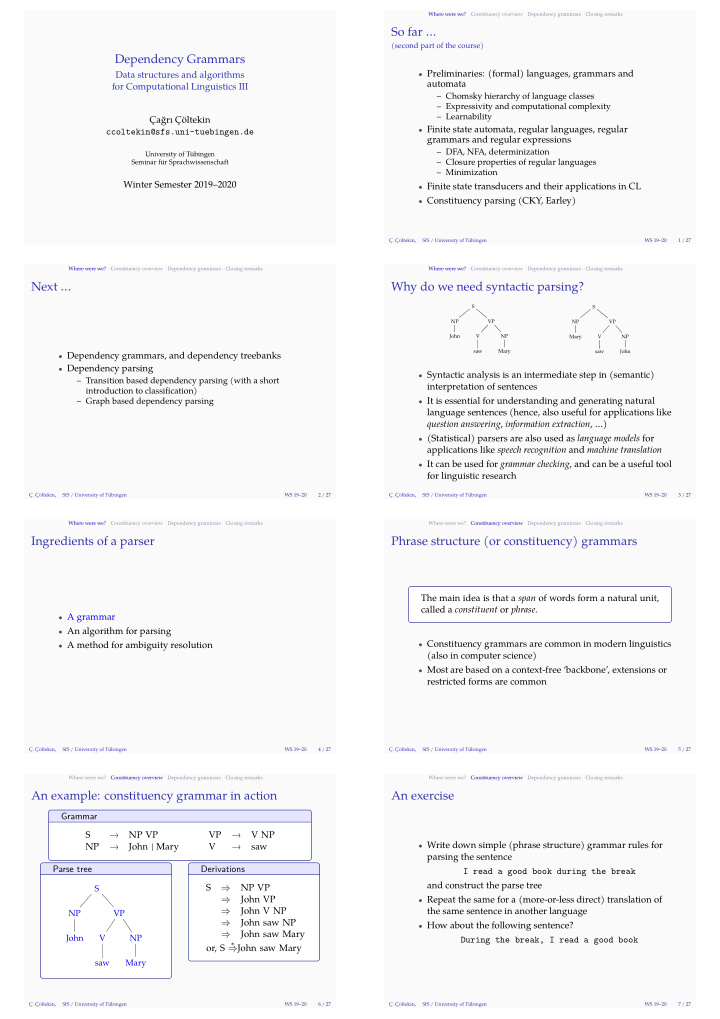 dependency grammars