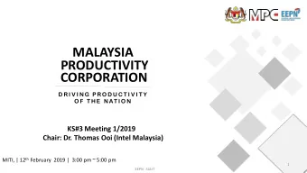 PRODUCTIVITY CORPORATION  D R I V I N G  P R O D U C T I V I T Y  O F T H E  N AT I O N  KS#3