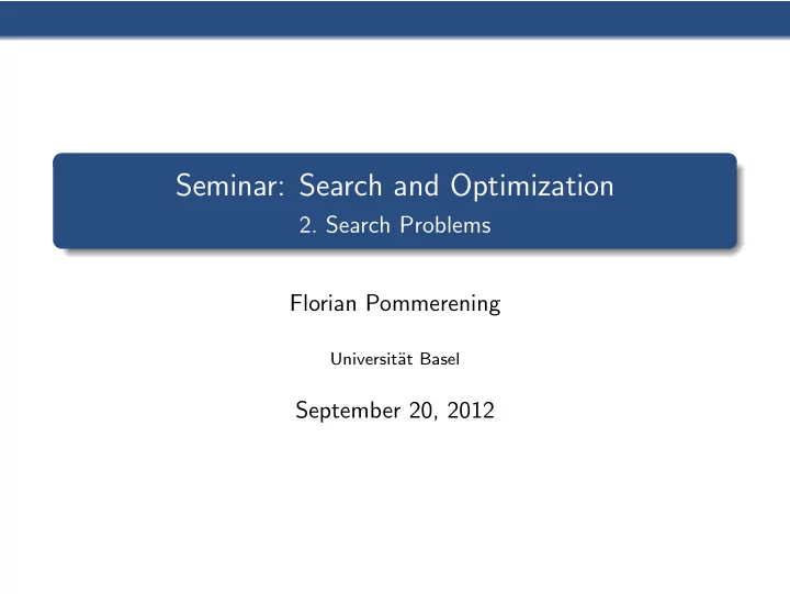 seminar search and optimization