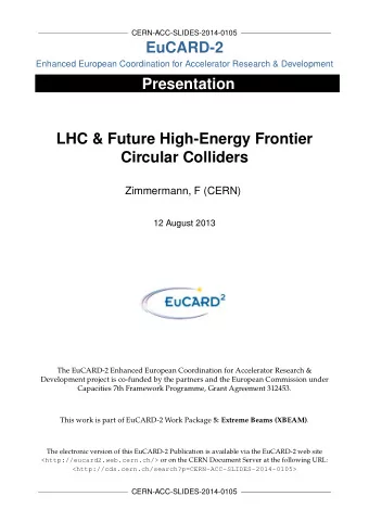 EuCARD-2  Enhanced European Coordination for Accelerator Research &amp; Development  Presentation