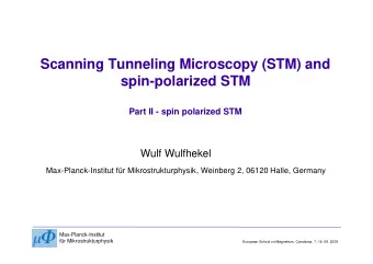 Scanning Tunneling Microscopy (STM) and  spin-polarized STM  Part II - spin polarized STM  Wulf