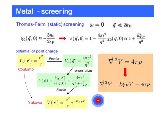 Metal  -  - screening  screening  Metal  Thomas-Fermi (static) screening  potential of point charge