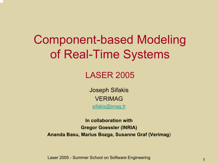 component based modeling of real time systems