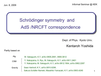 Schrdinger symmetry  and  AdS /NRCFT correspondence  Dept. of Phys.  Kyoto Univ.  Kentaroh