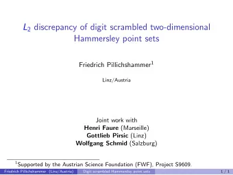 L 2 discrepancy of digit scrambled two-dimensional  Hammersley point sets Friedrich Pillichshammer