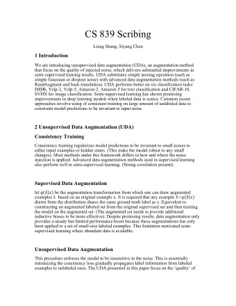 CS 839 Scribing  Liang Shang, Siyang Chen  1 Introduction  We are introducing unsupervised data