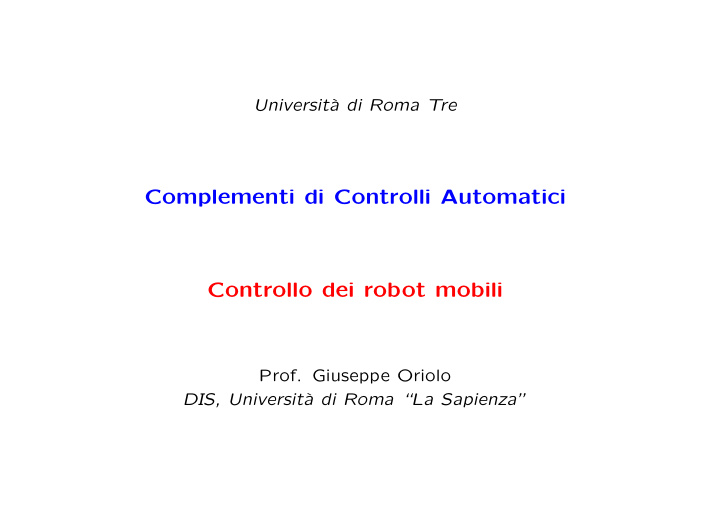 complementi di controlli automatici controllo dei robot